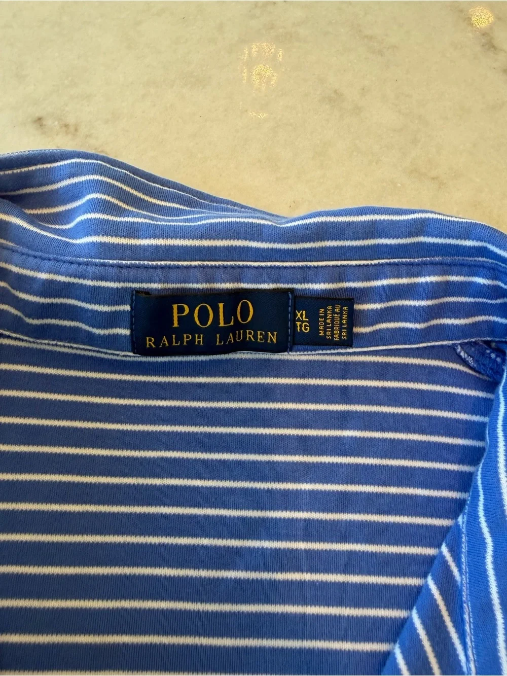 RALPH LAUREN GOLF POLO!Classic Blue Striped Polo Shirt - Men! XL